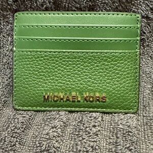Michael Kors Green and Tan Card Holder